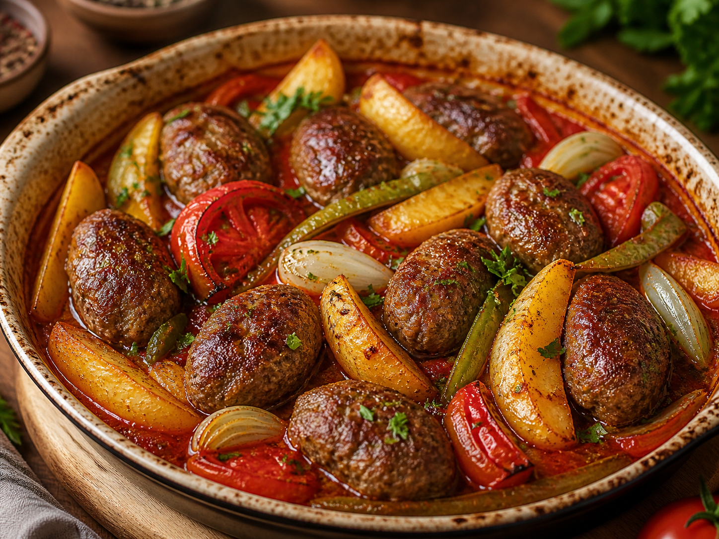 İzmir Köftesi aus dem Backofen – türkische Frikadellen mit Kartoffeln