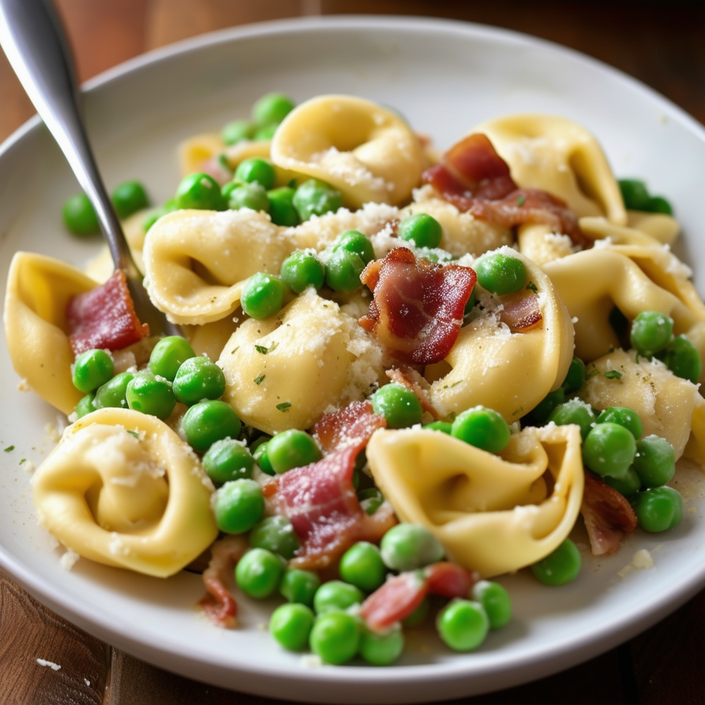 Tortellini mit Erbsen und Pancetta